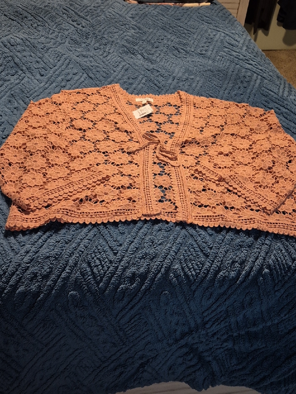 NWT Maurices Floral Crochet Tie Front Cardigan
